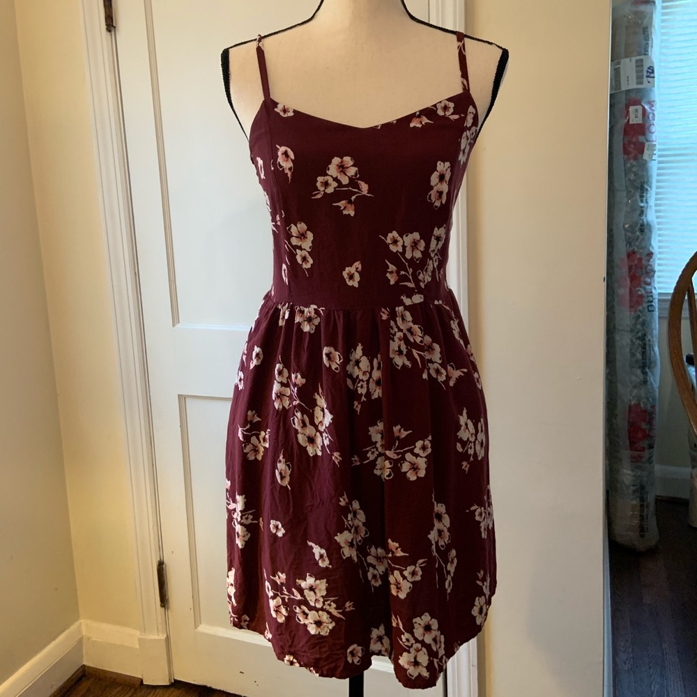 Garage floral mini dress with stretch back